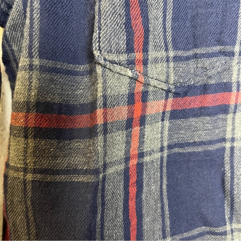 Lucky Brand Flannel Button Up Plaid Shirt Mens M Navy Red Cotton - Picture 16 of 16